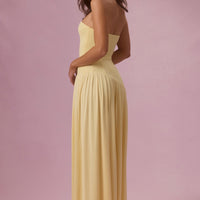 Aurelia Robe Gown Bustier en Jersey Premium - Jaune Beurre