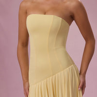 Aurelia Robe Gown Bustier en Jersey Premium - Jaune Beurre