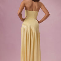 Aurelia Robe Gown Bustier en Jersey Premium - Jaune Beurre