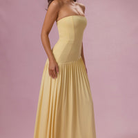 Aurelia Robe Gown Bustier en Jersey Premium - Jaune Beurre