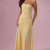 Aurelia Robe Gown Bustier en Jersey Premium - Jaune Beurre