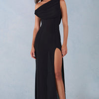Aria Robe Maxi à Une Épaule - Noir