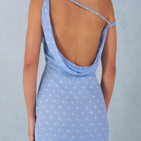 Aria Robe Maxi à Une Épaule - Imprimé à Pois Bleus