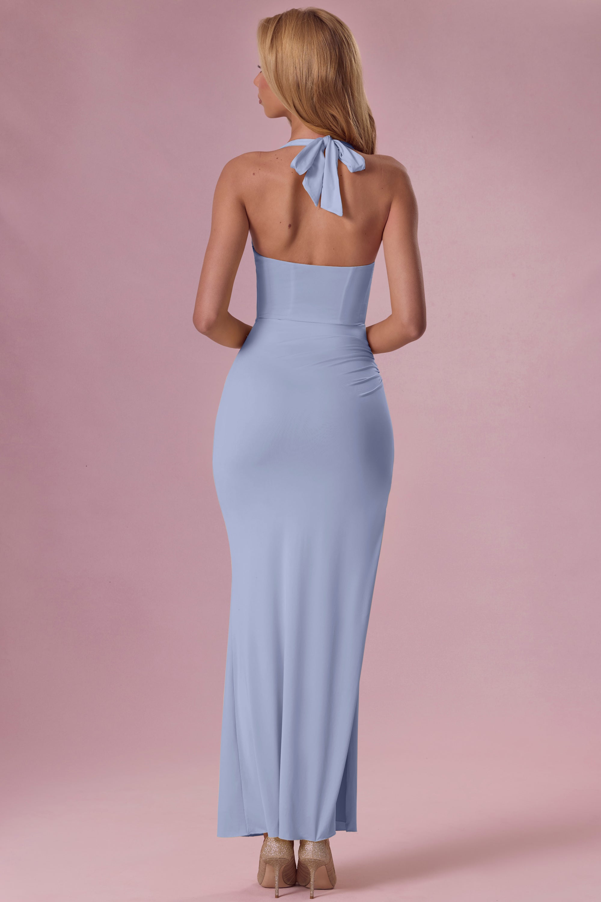 Luna Robe de Demoiselle d'Honneur Corset en Jersey Premium - Bleu Poudré