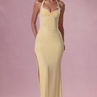 Luna Robe de Demoiselle d'Honneur Corset en Jersey Premium - Jaune Beurre