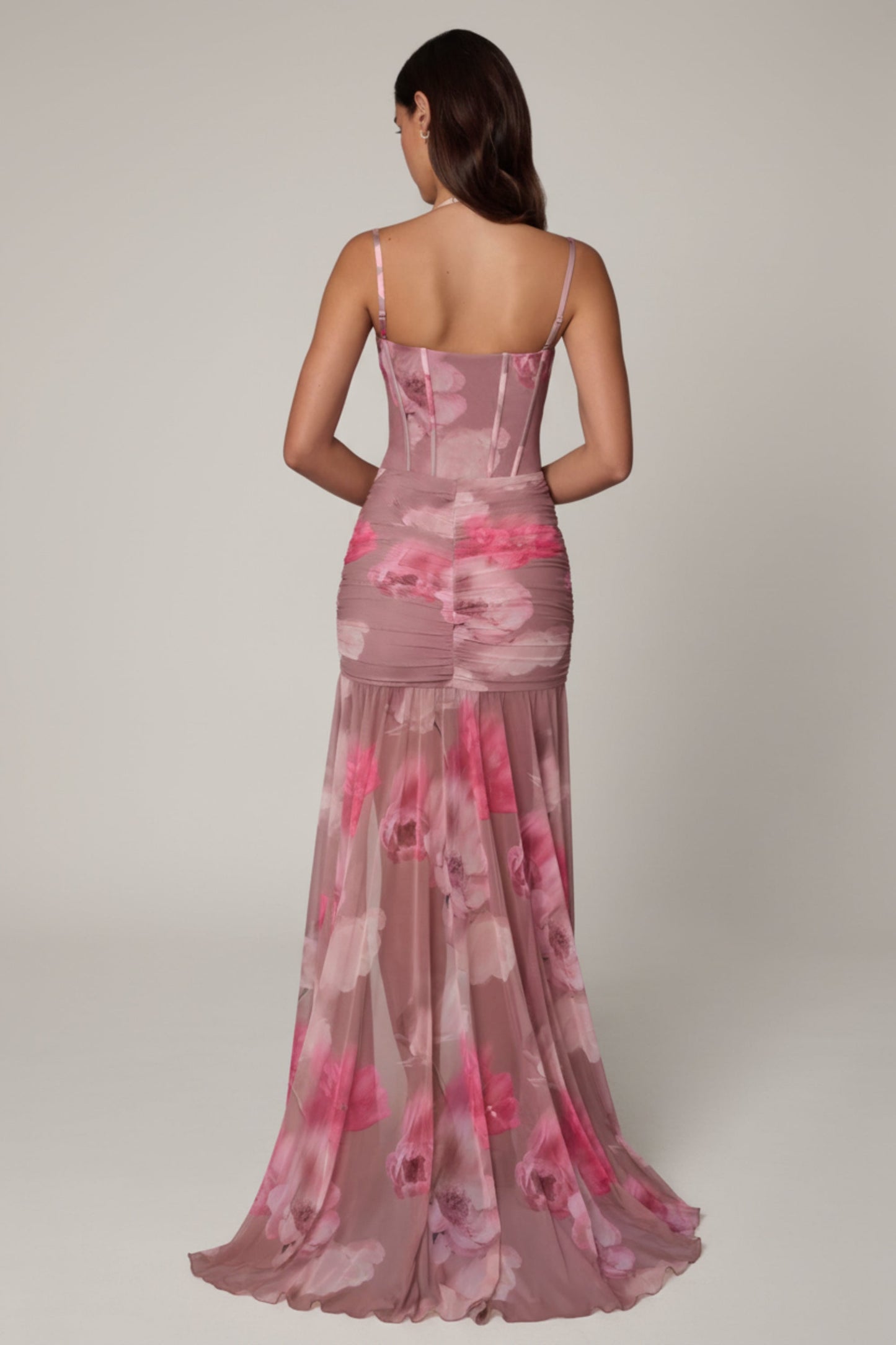 Aurelia Robe Gown Corset Asymétrique Plissé - Imprimé Floral Flou