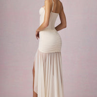 Aurelia Robe Gown Corset Asymétrique Plissé - Ivoire