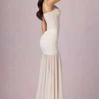 Aurelia Robe Gown Corset Asymétrique Plissé - Ivoire