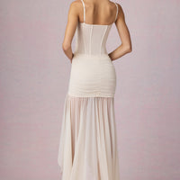 Aurelia Robe Gown Corset Asymétrique Plissé - Ivoire