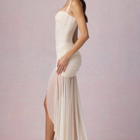 Aurelia Robe Gown Corset Asymétrique Plissé - Ivoire