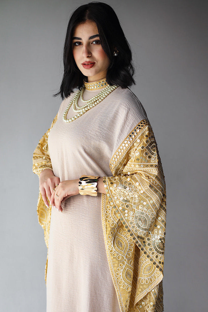 Kaftan à manches évasées brodé
