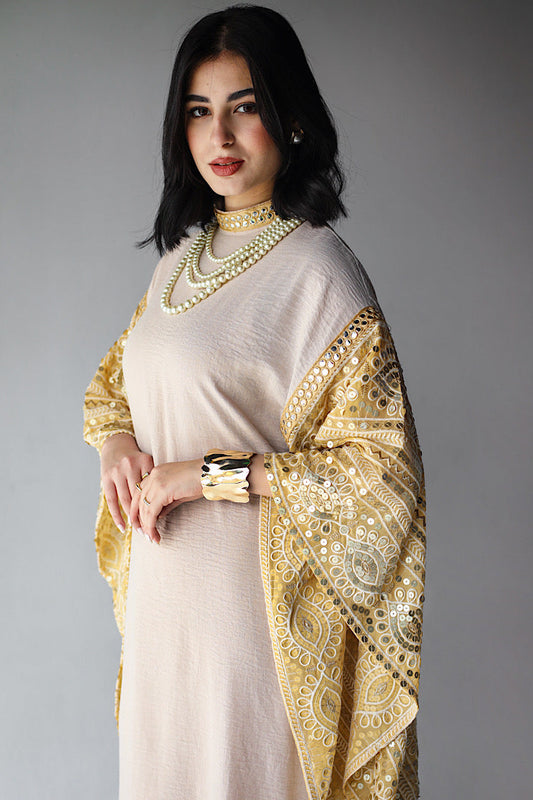 Kaftan à manches évasées brodé