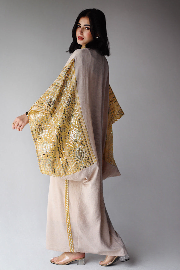 Kaftan à manches évasées brodé