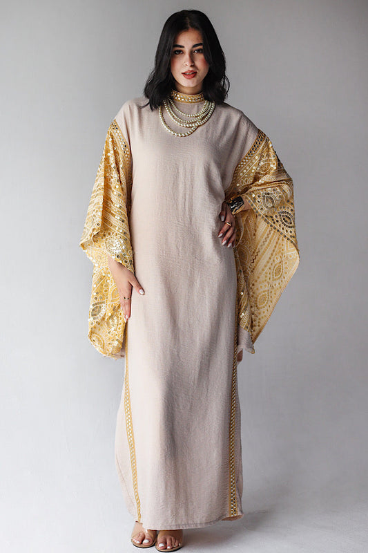 Kaftan à manches évasées brodé
