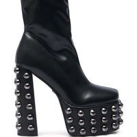 Bottines à plateforme noires cloutées gunmetal
