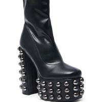 Bottines à plateforme noires cloutées gunmetal