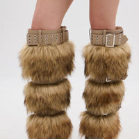 Bottes 'Breeze' Fourrure Marron Multicolore à Boucles