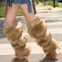 Bottes 'Breeze' Fourrure Marron Multicolore à Boucles