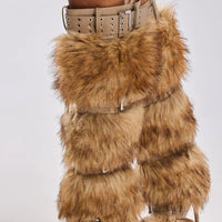 Bottes 'Breeze' Fourrure Marron Multicolore à Boucles