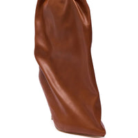 Bottine à talon aiguille avec haut froncé couleur camel