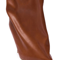 Bottine à talon aiguille avec haut froncé couleur camel