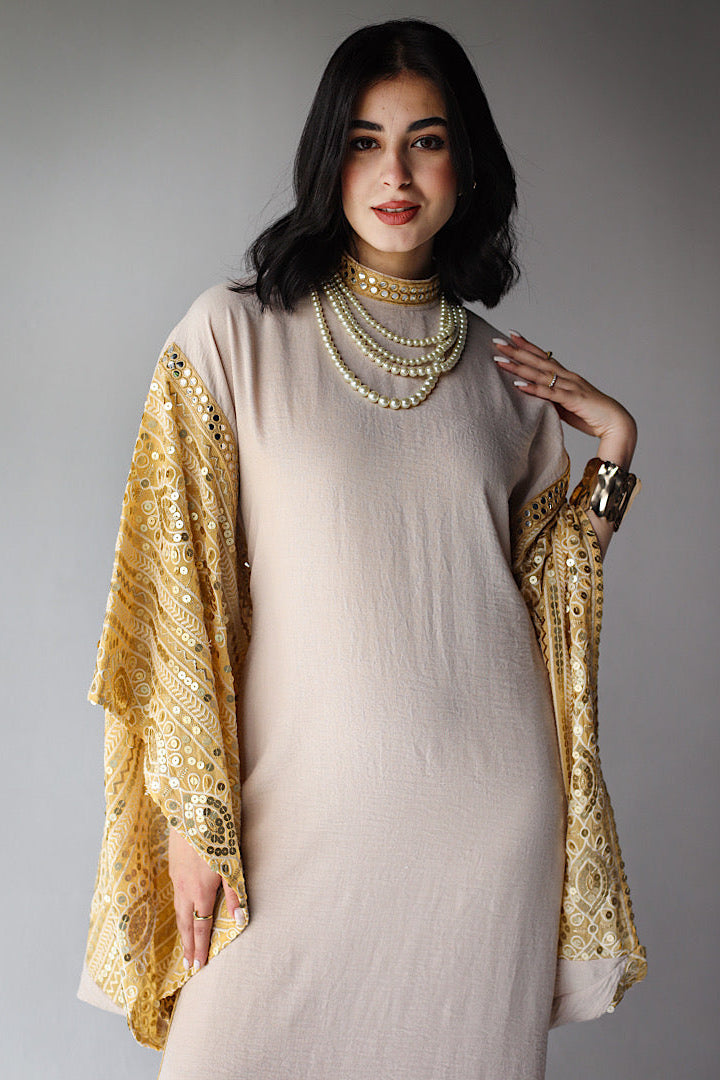 Kaftan à manches évasées brodé