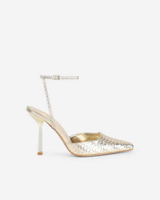 Chaussures Richelieu Tissées Dorées