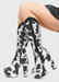 Bottes cowgirl blanches à plateforme, genou, style western