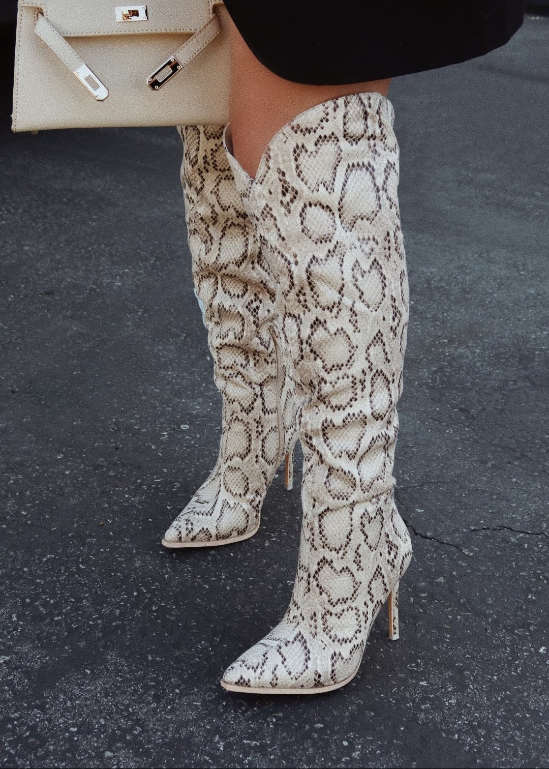 Bottes Montantes 'Whitney' Talon Aiguille Imprimé Serpent