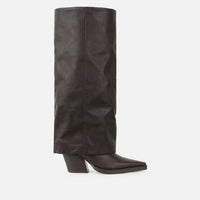 Bottes à Talons 'Dakota' Style Western, Revers Brun Chocolat