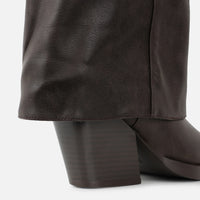 Bottes à Talons 'Dakota' Style Western, Revers Brun Chocolat