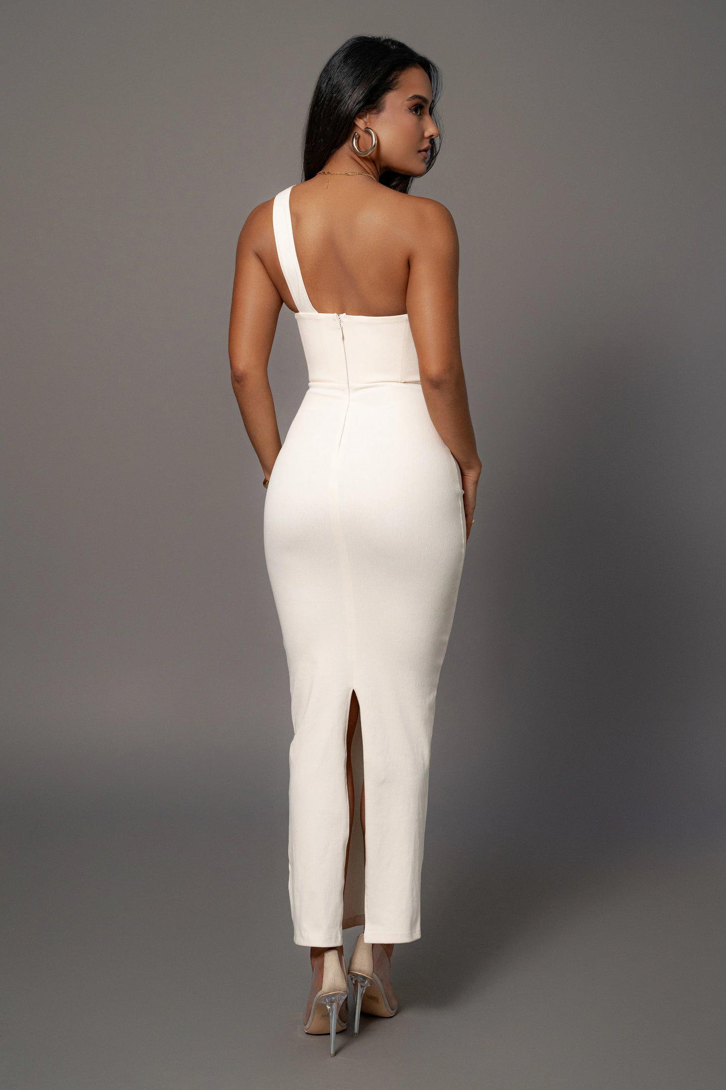 Robe Longue 'Yasmina' Asymétrique en Jean Crème