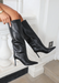 Miguel Black Knee High Heeled Boots