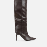 Bottes Marron à Talons Hauts et Genoux