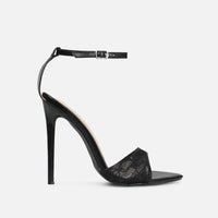 Sandales à Talon en Dentelle Noires