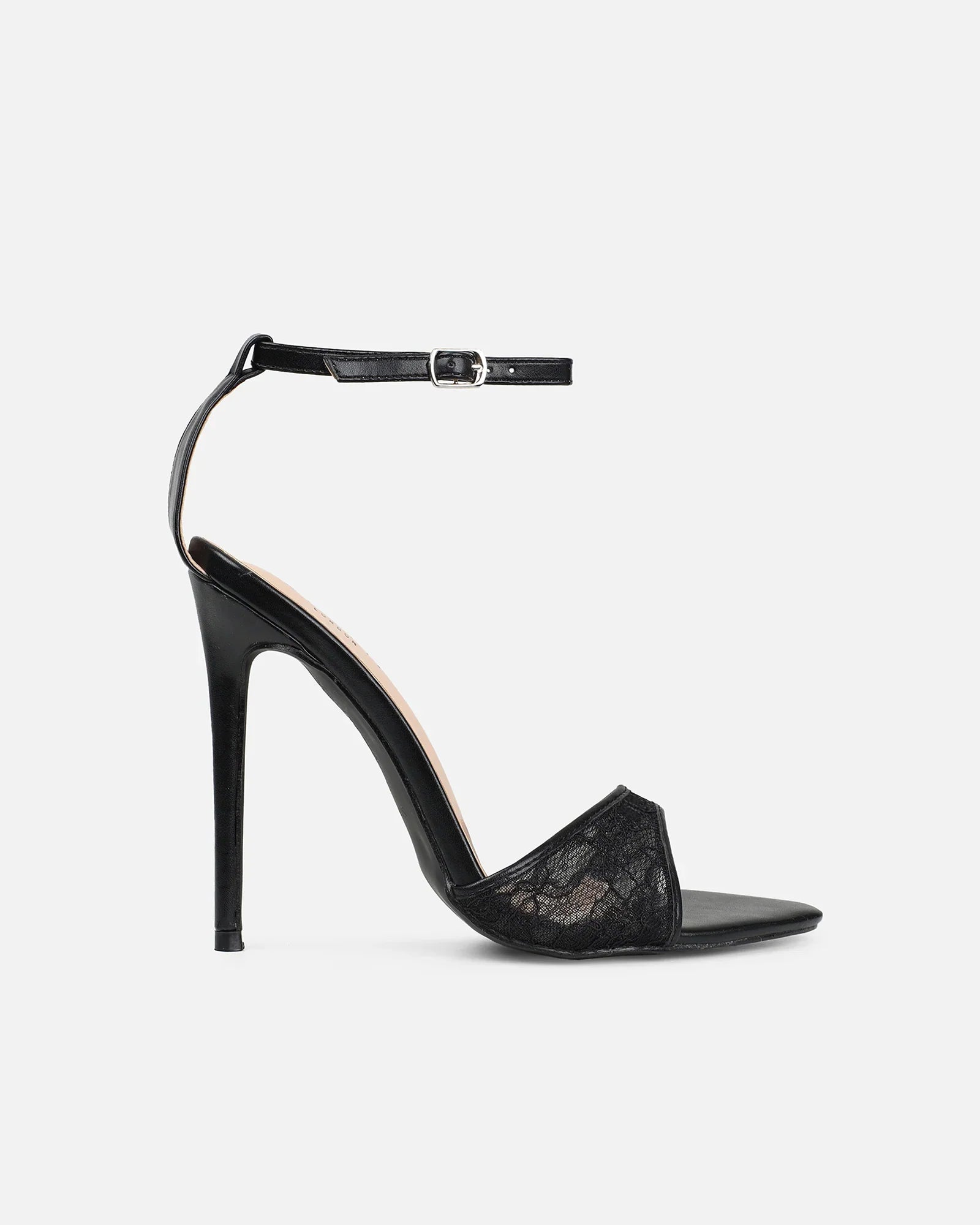 Sandales à Talon en Dentelle Noires