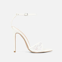 Sandales à Talon en Dentelle Blanches
