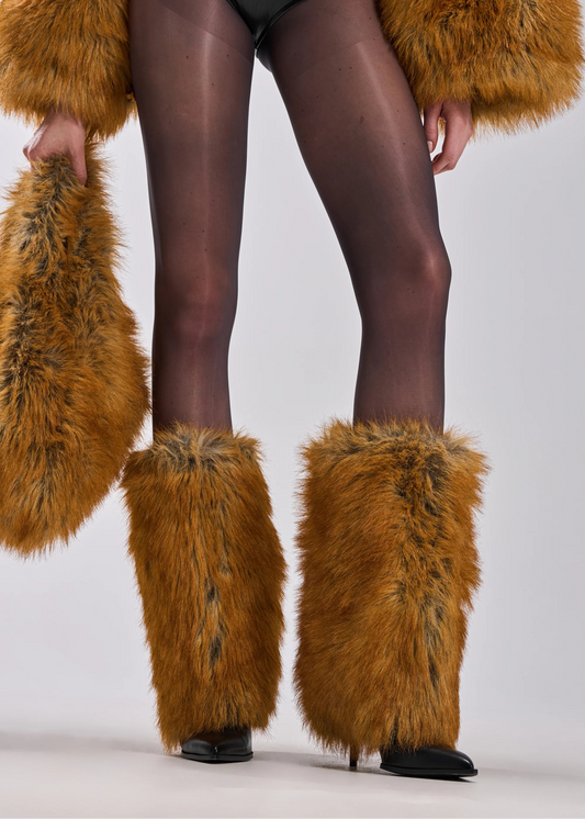 Bottes 'Vixen' à Talon Aiguille, Fausse Fourrure Renard Rouge