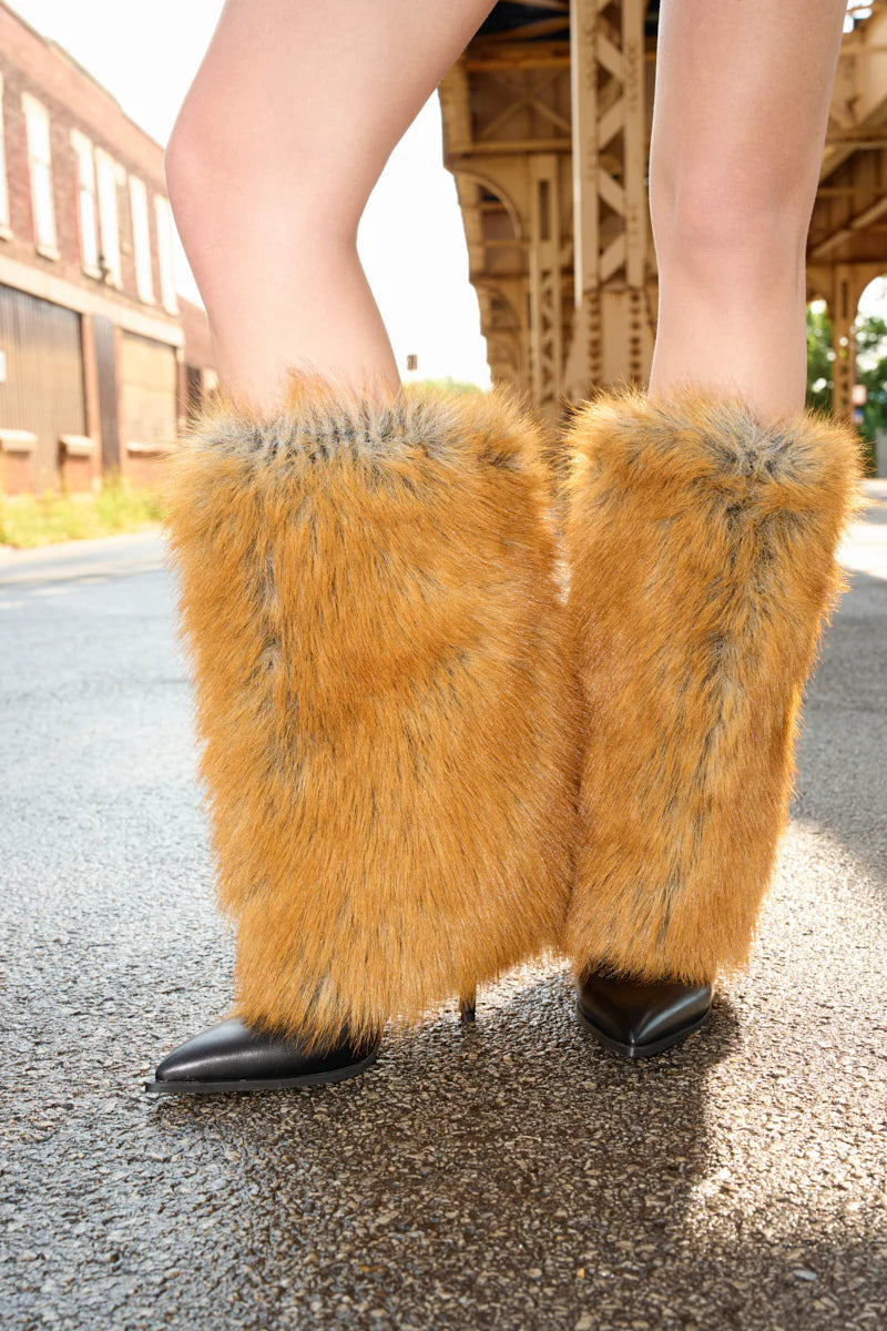 Bottes 'Vixen' à Talon Aiguille, Fausse Fourrure Renard Rouge