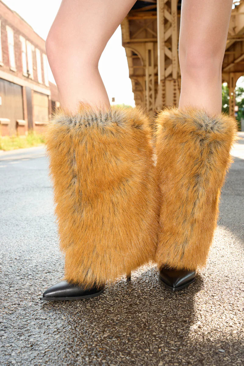 Bottes 'Vixen' à Talon Aiguille, Fausse Fourrure Renard Rouge