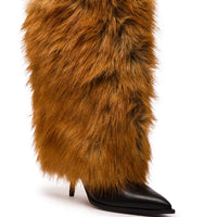 Bottes 'Vixen' à Talon Aiguille, Fausse Fourrure Renard Rouge