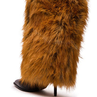 Bottes 'Vixen' à Talon Aiguille, Fausse Fourrure Renard Rouge