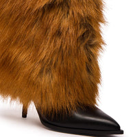 Bottes 'Vixen' à Talon Aiguille, Fausse Fourrure Renard Rouge