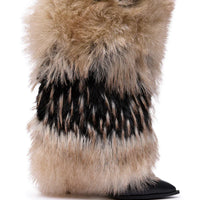 Bottes 'Fiesta' Hautes à Talon en Fausse Fourrure Multicolore