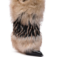 Bottes 'Fiesta' Hautes à Talon en Fausse Fourrure Multicolore