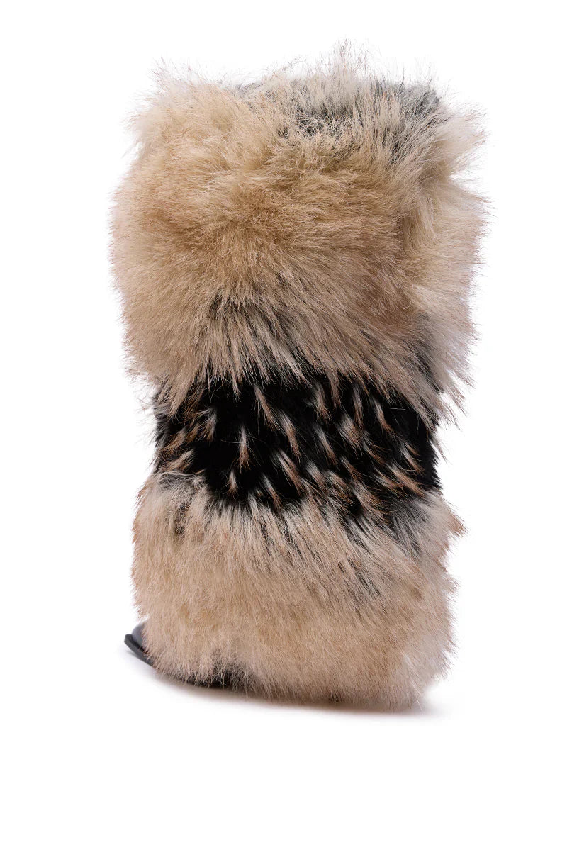 Bottes 'Fiesta' Hautes à Talon en Fausse Fourrure Multicolore