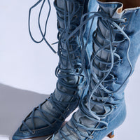 Botte à talon aiguille en denim EMMALINE