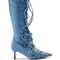 Botte à talon aiguille en denim EMMALINE