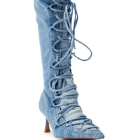 Botte à talon aiguille en denim EMMALINE