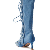 Botte à talon aiguille en denim EMMALINE